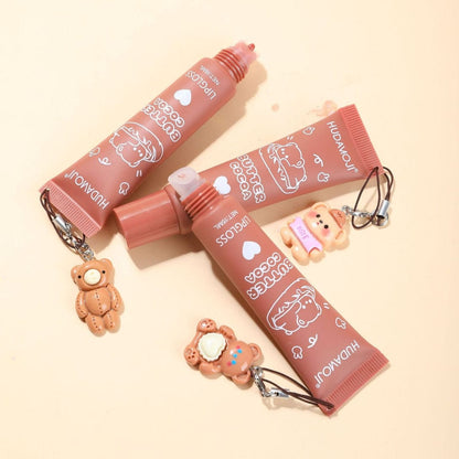 HudaMoji Butter Cocoa Lip Gloss – Cute Bear Keychain Hydrating Gloss For Soft & Shiny Lips(Pack 0f 2)